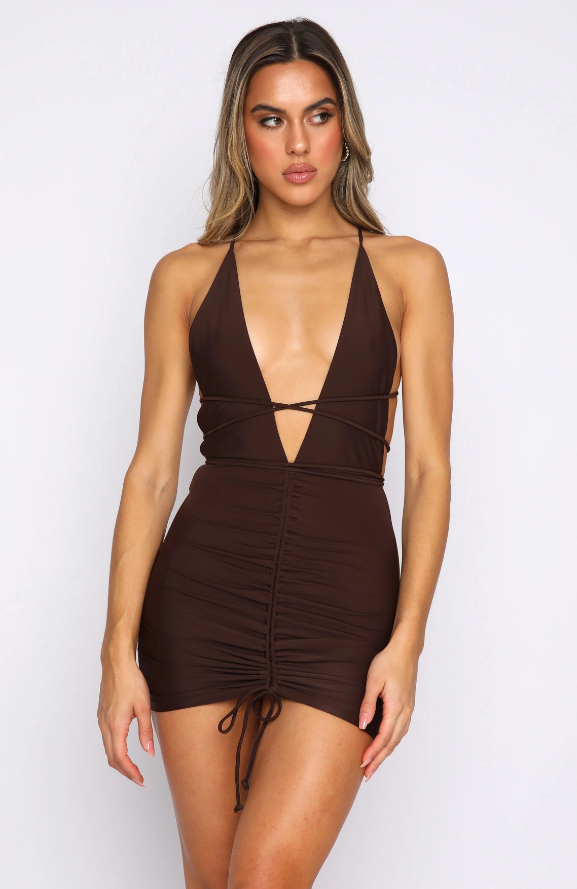 Call Me Later Mini Dress Chocolate 4 Call Me Later Mini Dress Chocolate - Image 2