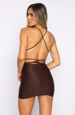 Call Me Later Mini Dress Chocolate 13 Call Me Later Mini Dress Chocolate -White Fox Sales 02.12.21 1493