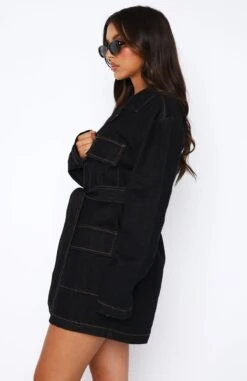 Sweet Moments Long Sleeve Denim Dress Indigo Wash -White Fox Sales 04.08.2345354