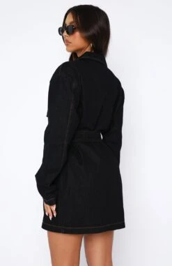 Sweet Moments Long Sleeve Denim Dress Indigo Wash -White Fox Sales 04.08.2345357