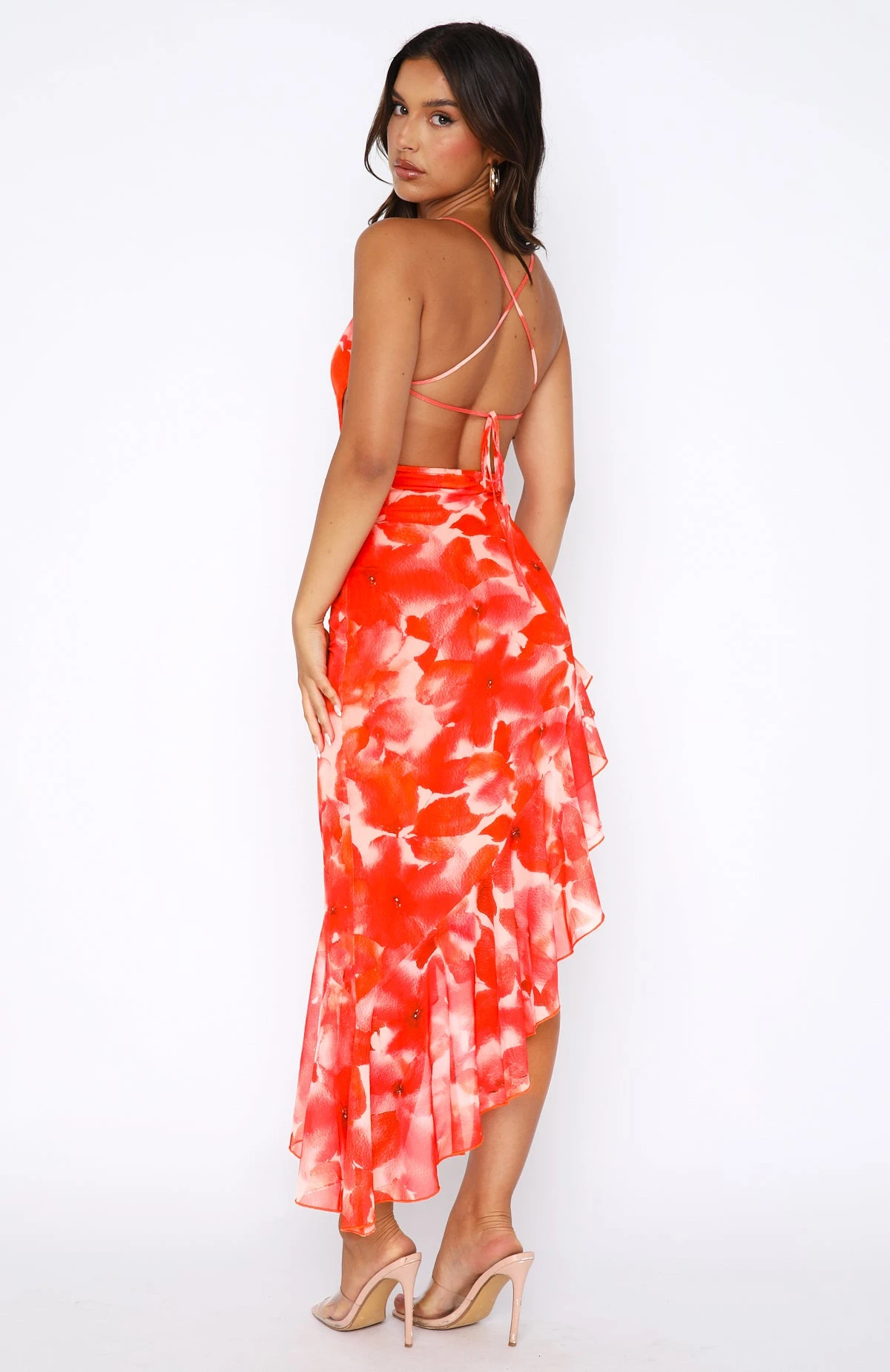 How I Like It Maxi Dress Orange Watercolour 6 How I Like It Maxi Dress Orange Watercolour - Image 4