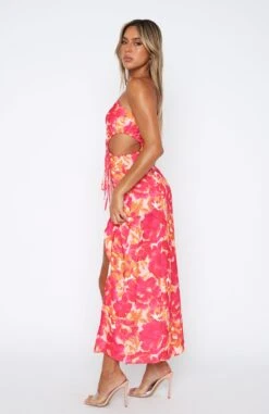 Full Of Charm Maxi Dress Hot Pink Floral -White Fox Sales 05.01.221593
