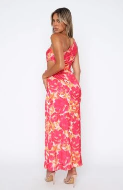Full Of Charm Maxi Dress Hot Pink Floral -White Fox Sales 05.01.221607