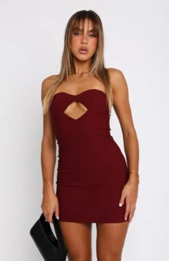 Switch Over Strapless Mini Dress Wine -White Fox Sales 05.04.2324219