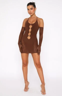 Link Up Mini Dress Chocolate -White Fox Sales 07.07.22 435