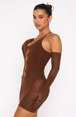 Link Up Mini Dress Chocolate -White Fox Sales 07.07.22 450