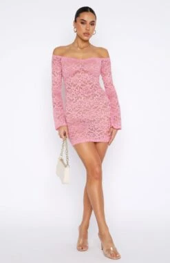 Lavish Style Long Sleeve Mini Dress Pink -White Fox Sales 11.08.2347228