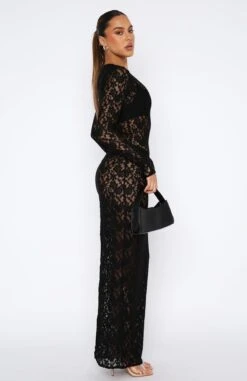 Vintage Love Long Sleeve Lace Maxi Dress Black -White Fox Sales 11.08.2348953