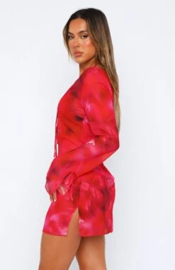 I Believed It Long Sleeve Mini Dress Magenta Floral -White Fox Sales 14.07.23 0630