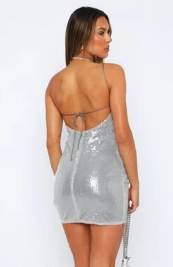 Never Late Mini Dress Steel -White Fox Sales 14.07.23 2081