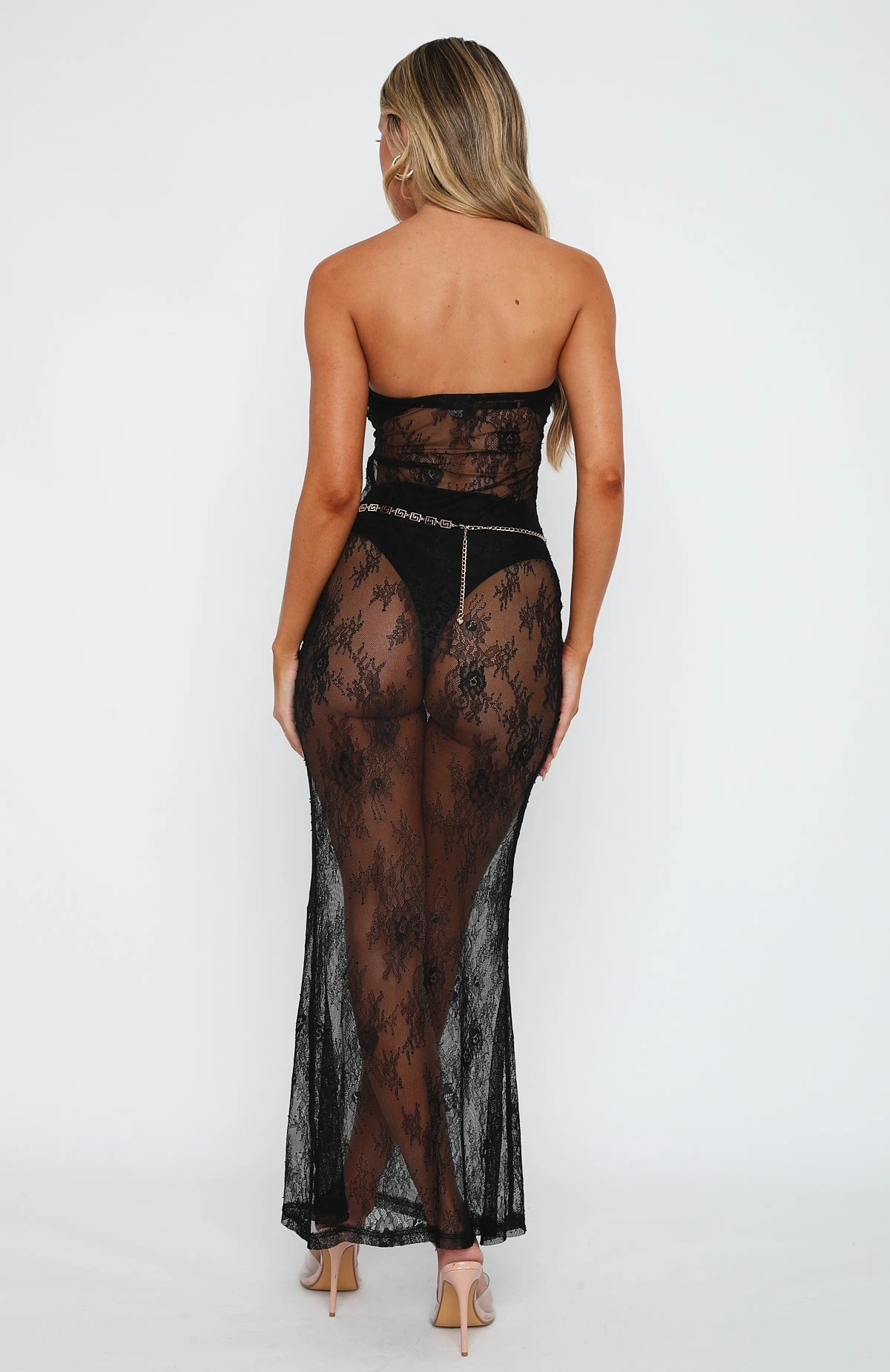 Someone Else Lace Strapless Maxi Dress Black 6 Someone Else Lace Strapless Maxi Dress Black - Image 4
