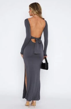 As You Are Long Sleeve Maxi Dress Charcoal -White Fox Sales 15.06.2333020