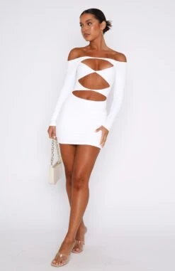 With You Long Sleeve Mini Dress White -White Fox Sales 17.11.2215225