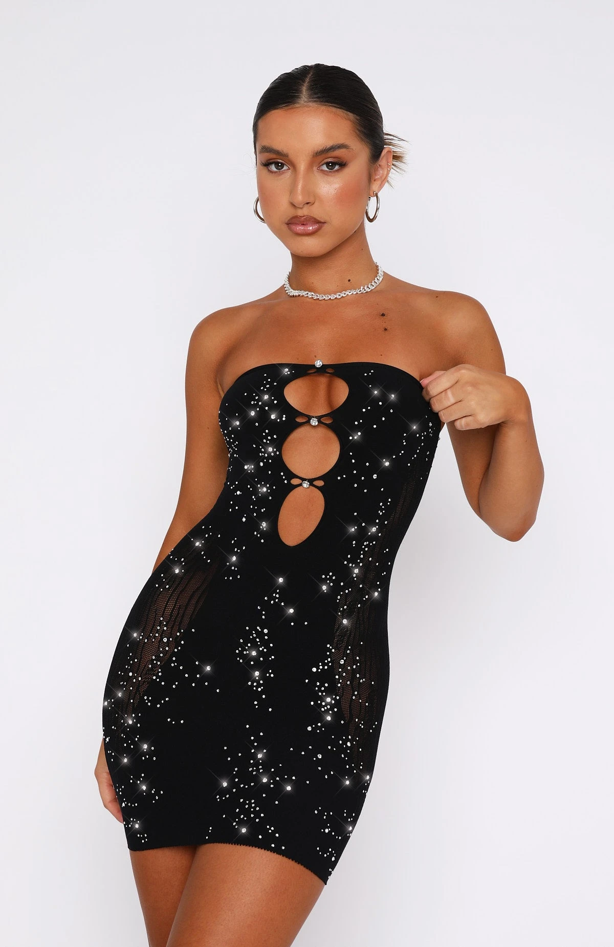 It's All About Me Strapless Diamante Mini Dress Black 4 It's All About Me Strapless Diamante Mini Dress Black - Image 2