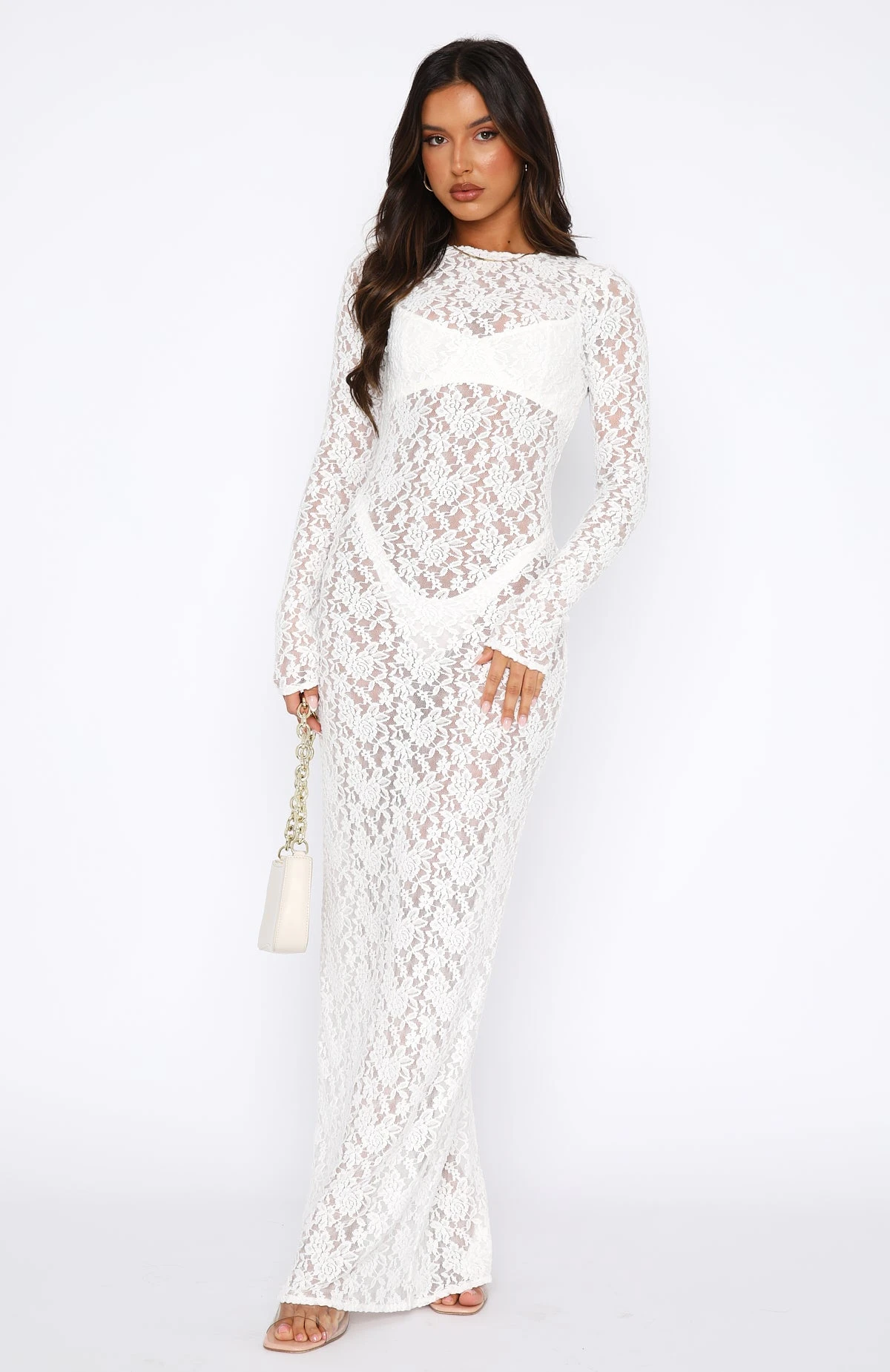 Vintage Love Long Sleeve Lace Maxi Dress White 4 Vintage Love Long Sleeve Lace Maxi Dress White - Image 2