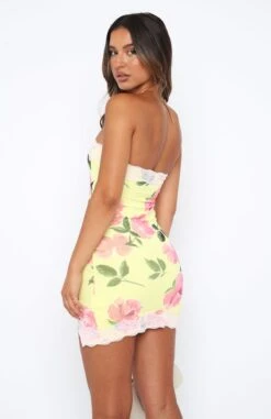 Loving Yourself Strapless Mini Dress Lemon Rose -White Fox Sales 2.2.23 5372