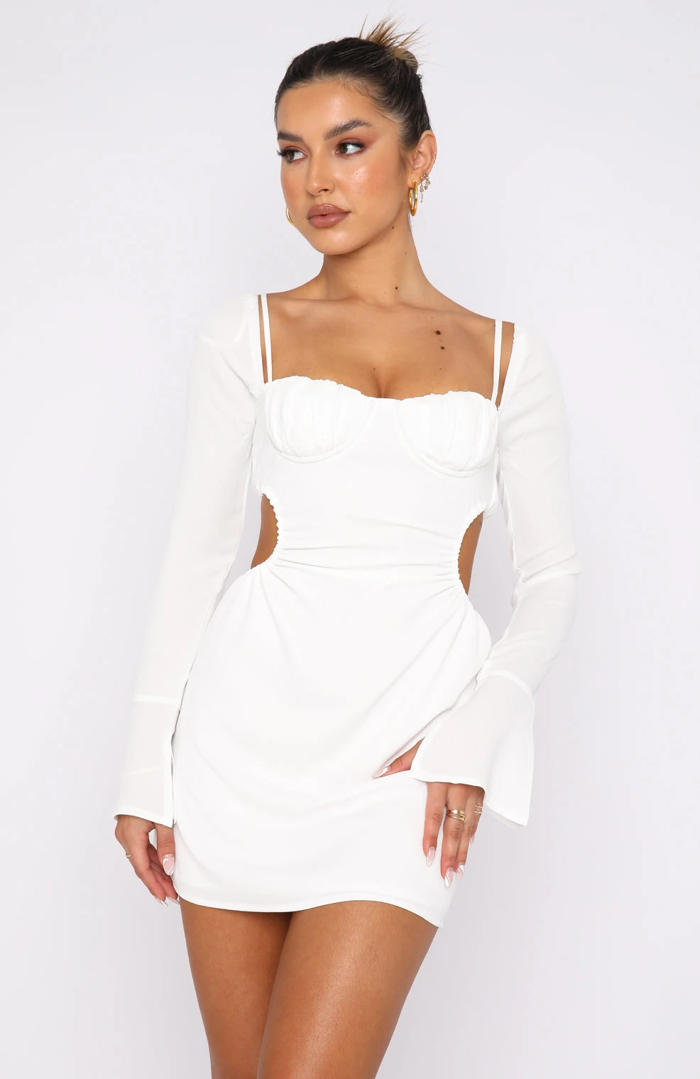 Please Hold Long Sleeve Mini Dress White 4 Please Hold Long Sleeve Mini Dress White - Image 2