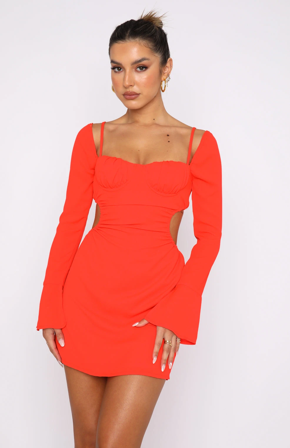 Please Hold Long Sleeve Mini Dress Fiery Red 4 Please Hold Long Sleeve Mini Dress Fiery Red - Image 2