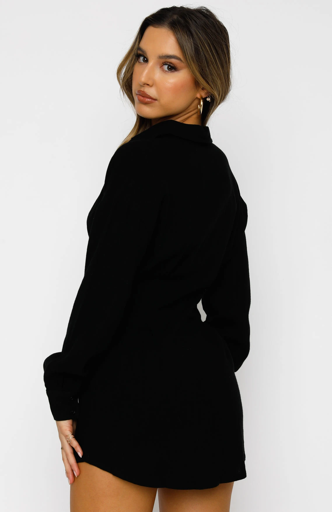 Feels Like A Holiday Shirt Dress Black 6 Feels Like A Holiday Shirt Dress Black - Image 4