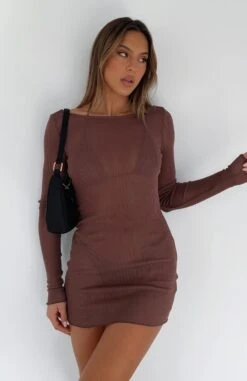 Without Warning Long Sleeve Mini Dress Chocolate -White Fox Sales A90F179D E7DF 4FBD BDF1 07CBE88C17E3