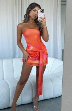 Don't Start Now Mini Dress Mango Floral 11 Don't Start Now Mini Dress Mango Floral -White Fox Sales DON T START NOW MINI DRESS100123 03 2