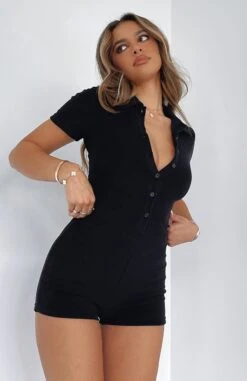 Golden Light Terry Playsuit Black 22 Golden Light Terry Playsuit Black -White Fox Sales GOLDEN LIGHT PLAYSUIT 130422 01