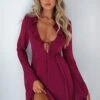 Falling To Pieces Long Sleeve Mini Dress Berry 2 Falling To Pieces Long Sleeve Mini Dress Berry -White Fox Sales IMG 2016