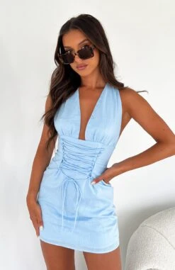 She's The Moment Mini Dress Blue -White Fox Sales IMG 46642