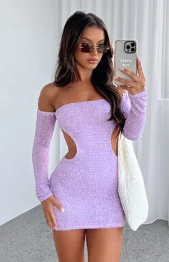 Summer's Over Long Sleeve Mini Dress Lilac 13 Summer's Over Long Sleeve Mini Dress Lilac -White Fox Sales IMG 6513