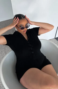 Golden Light Terry Playsuit Black 23 Golden Light Terry Playsuit Black -White Fox Sales IMG 87322