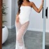 All By Myself Crochet Midi Dress Off White