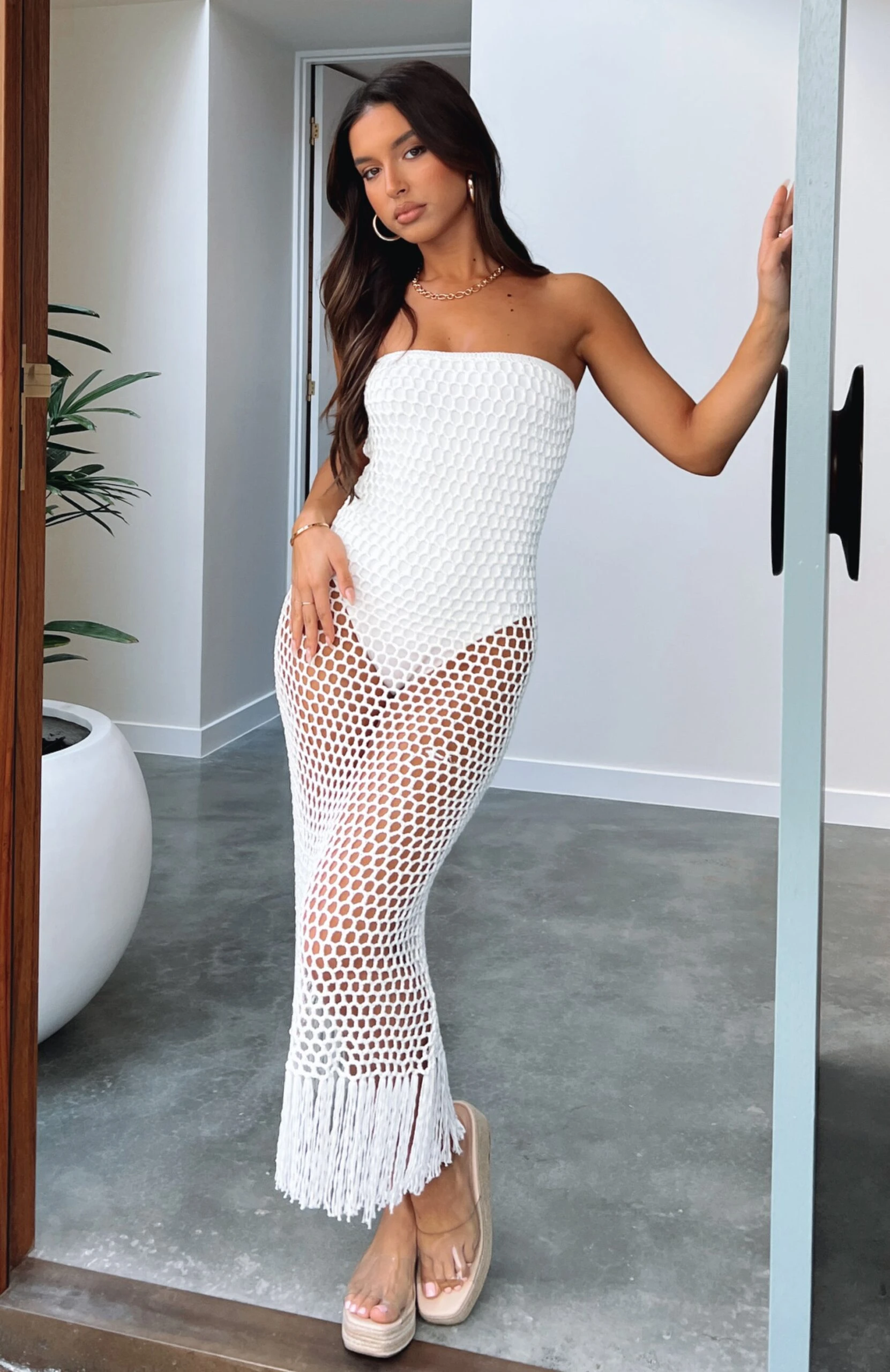 All By Myself Crochet Midi Dress Off White 3 All By Myself Crochet Midi Dress Off White