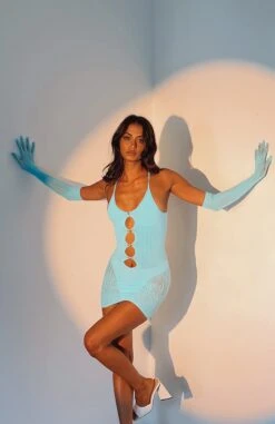 Link Up Mini Dress Cyan Blue -White Fox Sales LINK UP MINI DRESS 16022002 08