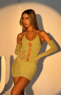Link Up Mini Dress Matcha 17 Link Up Mini Dress Matcha -White Fox Sales LINK UP MINI DRESS MATCHA 160222 04