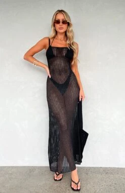 Love Her Style Knit Maxi Dress Black