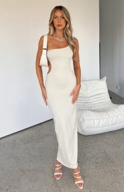 Midnight Dancing One Shoulder Maxi Dress Stone -White Fox Sales MIDNIGHT DANCING ONE SHOULDER MAXI DRESS 19.04.23 07