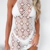Only Getting Better Crochet Mini Dress White
