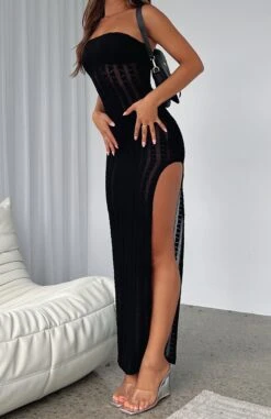 Soft Nights Maxi Dress Black -White Fox Sales SOFT NIGHTS MAXI DRESS 301222 08