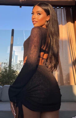 Break Free Long Sleeve Mini Dress Black 21 Break Free Long Sleeve Mini Dress Black -White Fox Sales nad